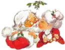 santa kissing his wife