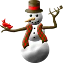 snowman with birds