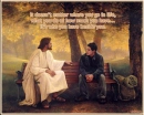 Jesus with guy on bench