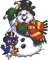 snowman with a little bird