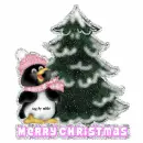 Penguin and Xmas tree with Xmas text