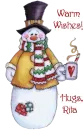 Snowman with Warm Wishes - Hugs, Rita