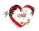 Red heart name Mel