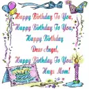 Happy Birthday Song, Dear Angel Hugs Mom
