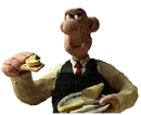 Wallace eating cheese