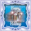 snow falling on a christmas house  