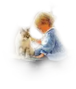 baby girl playing with the cat