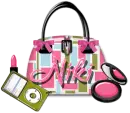 Pink, green bag with iPod- Niki