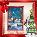 Seasons Greetings  snowman with snow