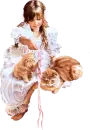 girl playing with kittens