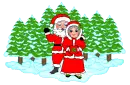 santa and miss santa in the snow