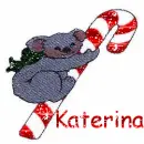 bear hanging onto a candy cane