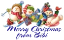 Skiiing Snowmans - Merry Christmas from Bibi