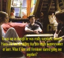 Harry knows Ron and Hermione will go out ;)