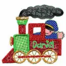 boy waving on a train