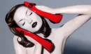 girl with red shoes
