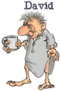 man drinking coffee with name david