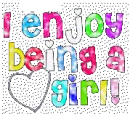 I enjoy being a girl colorful text glitter & animated
