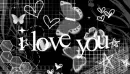 I love you black & white animated heart 