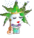 Green Hair with guitar