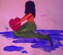 Green Mirmaid Holding Heart