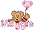 Maggie- teddy with heart balloon