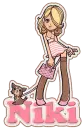 Pink lady with dog- Niki