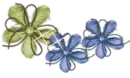 Blue and green flowers