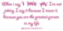 I love you