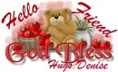 Hello Friend, Hugs, Denise