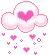 pink cloud raining with pink hearts