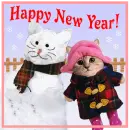Happy New Year - Kitten and Snowman