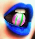 Blue lips and candy