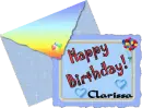 happy birthday note card signed clarissa