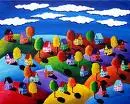 colorful houses and trees