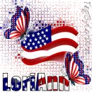 Red, White & Blue Flag with butterfly