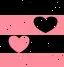 Melon/black hearts w/stripes