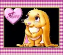 bunny looking at a heart