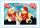 two teddy bears with flowers