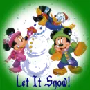 mickey mouse and friends building a snowman
