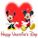 Mickey and Minnie with Happy V-Day Text