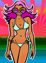 Purple Hair gal in Bikini