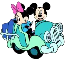 minnie & mickey in a car