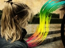 Girl/Stripes of Rainbow