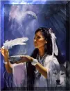 Indian maiden with wolf and eagle