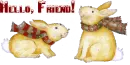 Winter Bunnies Greeting - Hello Friend