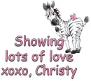 zebra showing love christy