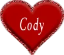 red heart with name Cody