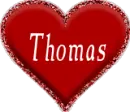 Red heart with name Thomas