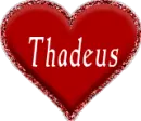 Red heart with name Thadeus